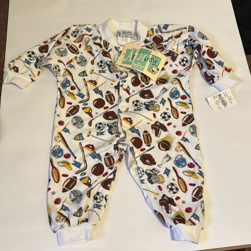 At Home, vintage sports baby onesie- NWT- Size 12 months